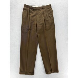 Vintage Monsieur Givenchy Dress Pants Mens 36x32 Brown Pleated Cuffed Classic